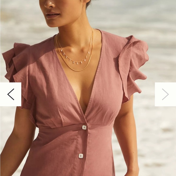 Charlie Holiday Ruffled Cover-Up Midi Dress in bronze sz 6 - Picture 5 of 10